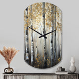 Birch Tree Forest Wonderland V - Asymmetric Metal Wall Clock