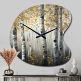 Birch Tree Forest Wonderland V - Asymmetric Metal Wall Clock