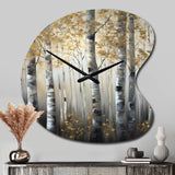 Birch Tree Forest Wonderland V - Asymmetric Metal Wall Clock