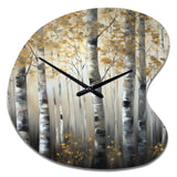 Birch Tree Forest Wonderland V - Asymmetric Metal Wall Clock