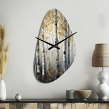 Birch Tree Forest Wonderland V - Asymmetric Metal Wall Clock