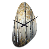 Birch Tree Forest Wonderland V - Asymmetric Metal Wall Clock