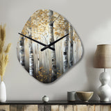 Birch Tree Forest Wonderland V - Asymmetric Metal Wall Clock
