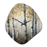 Birch Tree Forest Wonderland V - Asymmetric Metal Wall Clock