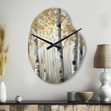 Birch Tree Forest Wonderland V - Asymmetric Metal Wall Clock