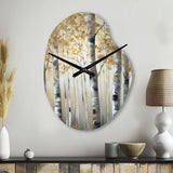 Birch Tree Forest Wonderland V - Asymmetric Metal Wall Clock