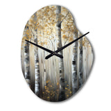 Birch Tree Forest Wonderland V - Asymmetric Metal Wall Clock