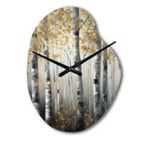 Birch Tree Forest Wonderland V - Asymmetric Metal Wall Clock
