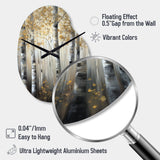Birch Tree Forest Wonderland V - Asymmetric Metal Wall Clock
