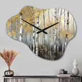 Birch Tree Dense Forest I - Asymmetric Metal Wall Clock