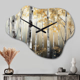 Birch Tree Dense Forest III - Asymmetric Metal Wall Clock