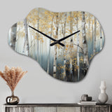 Birch Tree Dense Forest V - Asymmetric Metal Wall Clock