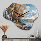 Forest And Pond Tranquility II - Asymmetric Metal Wall Clock