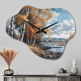 Forest And Pond Tranquility II - Asymmetric Metal Wall Clock