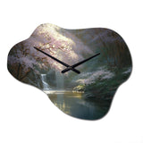 Cherry Blossom Stream II - Asymmetric Metal Wall Clock