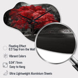 Red Tree Blossom Haven II - Asymmetric Metal Wall Clock