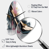 Pink High Heel Enchantment III - Asymmetric Metal Wall Clock