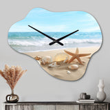 Starfish And Seashells V - Asymmetric Metal Wall Clock
