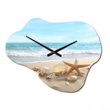 Starfish And Seashells V - Asymmetric Metal Wall Clock