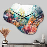 Vibrant Coral Reef III - Asymmetric Metal Wall Clock