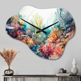 Vibrant Coral Reef III - Asymmetric Metal Wall Clock