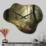 Misty Trail In The Woods I - Asymmetric Metal Wall Clock