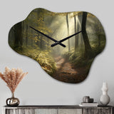 Misty Trail In The Woods I - Asymmetric Metal Wall Clock