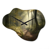 Misty Trail In The Woods I - Asymmetric Metal Wall Clock