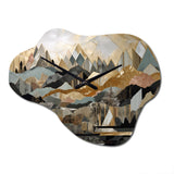 Grey And Gold Geometric Horizons I - Asymmetric Metal Wall Clock