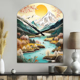 Snow Covered Mountain Peaks I - Asymmetric Metal Wall Clock