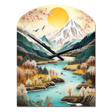 Snow Covered Mountain Peaks I - Asymmetric Metal Wall Clock
