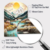 Snow Covered Mountain Peaks I - Asymmetric Metal Wall Clock