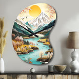 Snow Covered Mountain Peaks I - Asymmetric Metal Wall Clock
