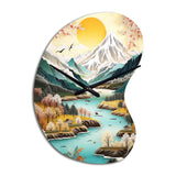 Snow Covered Mountain Peaks I - Asymmetric Metal Wall Clock