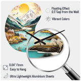Snow Covered Mountain Peaks I - Asymmetric Metal Wall Clock