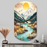 Snow Covered Mountain Peaks I - Asymmetric Metal Wall Clock