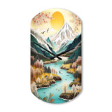 Snow Covered Mountain Peaks I - Asymmetric Metal Wall Clock