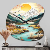 Snow Covered Mountain Peaks I - Asymmetric Metal Wall Clock