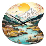 Snow Covered Mountain Peaks I - Asymmetric Metal Wall Clock