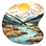 Snow Covered Mountain Peaks I - Asymmetric Metal Wall Clock