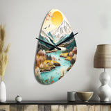 Snow Covered Mountain Peaks I - Asymmetric Metal Wall Clock