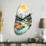 Snow Covered Mountain Peaks I - Asymmetric Metal Wall Clock