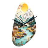 Snow Covered Mountain Peaks I - Asymmetric Metal Wall Clock
