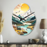 Snow Covered Mountain Peaks I - Asymmetric Metal Wall Clock
