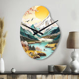 Snow Covered Mountain Peaks I - Asymmetric Metal Wall Clock
