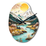 Snow Covered Mountain Peaks I - Asymmetric Metal Wall Clock