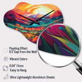 Vibrant Sunset Shining Over Mountains I - Asymmetric Metal Wall Clock