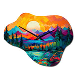 Vibrant Sunset Shining Over Mountains II - Asymmetric Metal Wall Clock