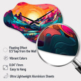 Vibrant Sunset Shining Over Mountains III - Asymmetric Metal Wall Clock