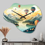 Hot Air Balloon Off Into The Sky I - Asymmetric Metal Wall Clock